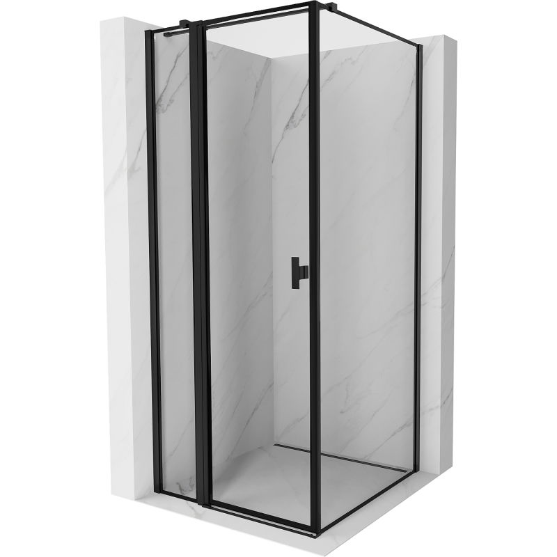 Mexen Mist T cabine de douche pivotante gauche 90 x 90 cm, cadre noir, noir - 8A4T-090-090-70-70-L
