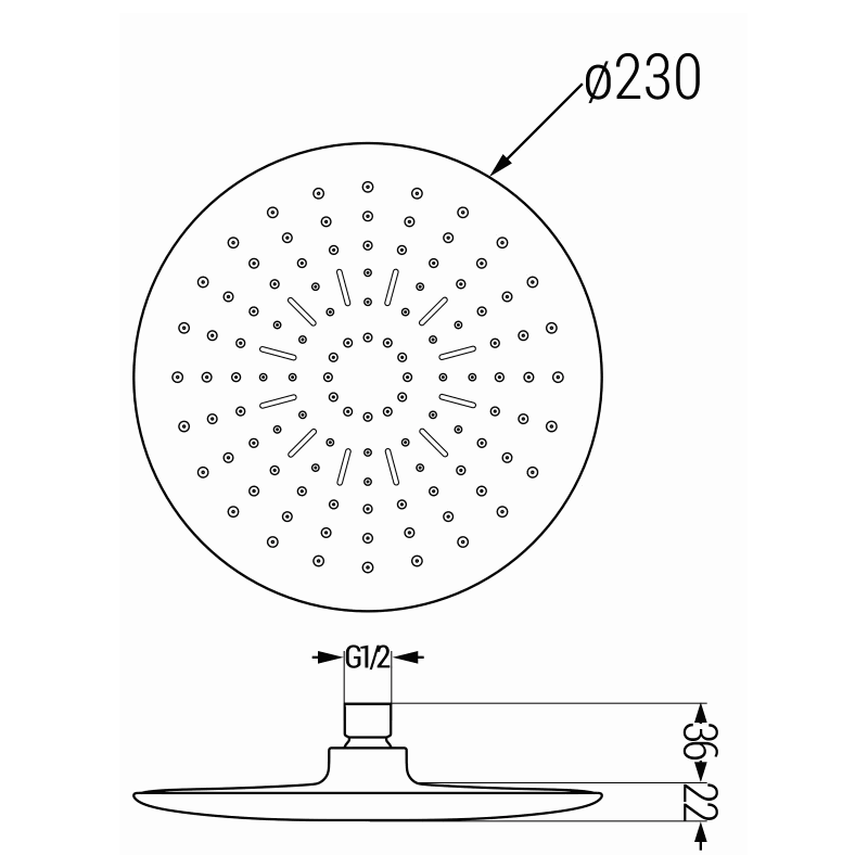 Mexen D-67 pomme de douche 22 cm, noire - 79767-70