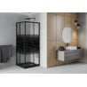 Mexen Rio cabine de douche carrée 70 x 70 cm, bandes noires, noir + receveur Flat, noir - 860-070-070-70-20-4070B