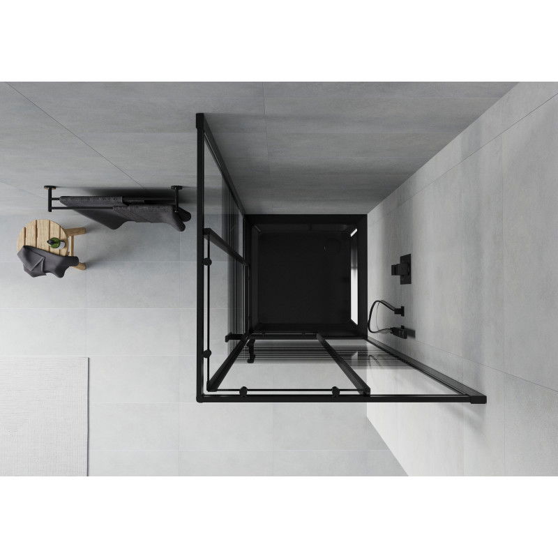 Mexen Rio cabine de douche carrée 70 x 70 cm, bandes noires, noire + receveur Flat, noir - 860-070-070-70-20-4070B