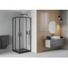 Mexen Rio cabine de douche carrée 70 x 70 cm, givre, noir + bac à douche Flat, noir - 860-070-070-70-30-4070B