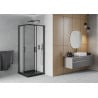 Mexen Rio cabine de douche carrée 70 x 70 cm, givre, noir + bac à douche Flat, noir - 860-070-070-70-30-4070B