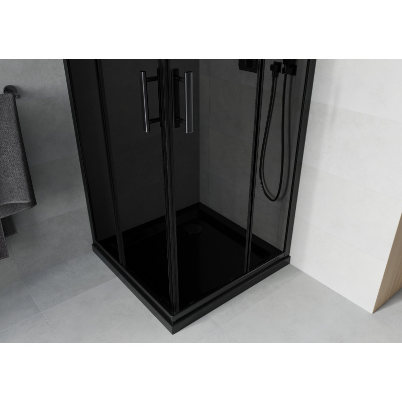 Mexen Rio cabine de douche carrée 70 x 70 cm, graphite, noire + receveur plat, noir - 860-070-070-70-40-4070B