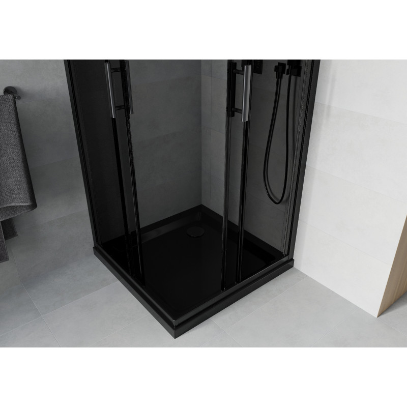 Mexen Rio cabine de douche carrée 70 x 70 cm, graphite, noir + receveur Flat, noir - 860-070-070-70-40-4070B