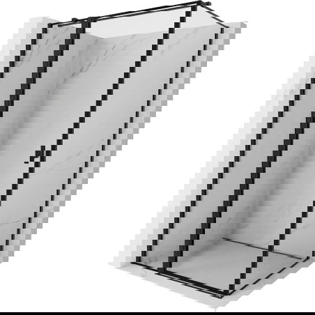 Cabine de douche pliante gauche Mexen Mist T 115 x 110 cm, cadre noir, noir - 8A4T-115-110-70-70-L
