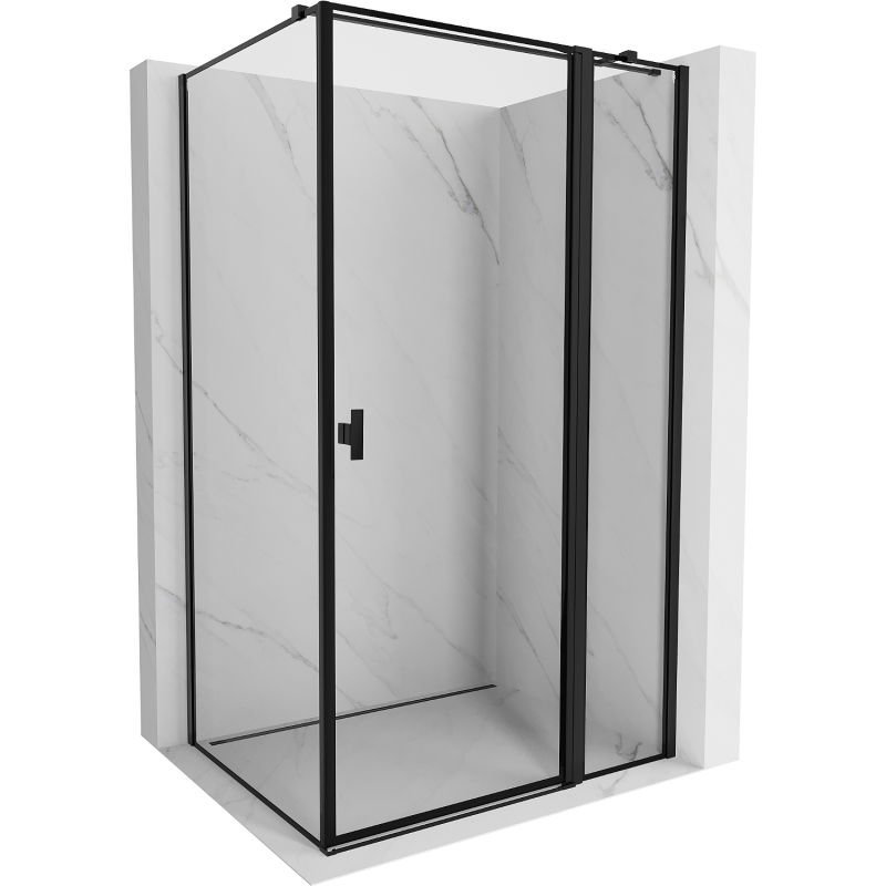 Mexen Mist T cabine de douche battante droite 110 x 75 cm, cadre noir, noir - 8A4T-110-075-70-70-P