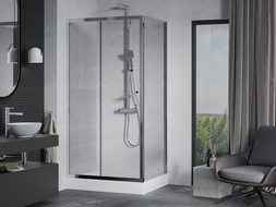 Mexen Apia cabine de douche coulissante 120 x 80 cm, transparent, chrome + receveur Rio - 840-120-080-01-00-4510