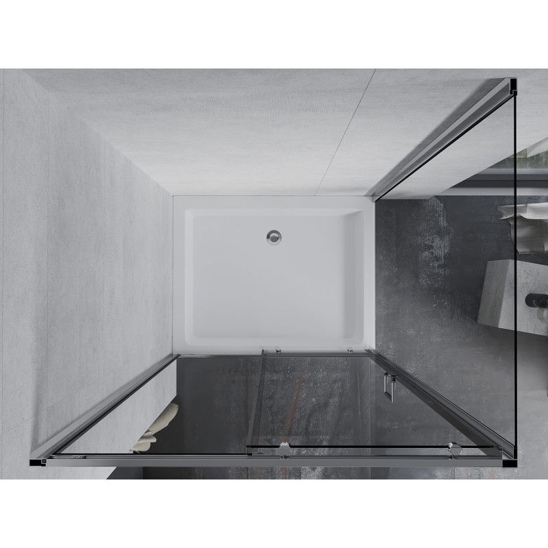 Mexen Apia cabine de douche coulissante 120 x 80 cm, transparent, chrome + receveur Rio - 840-120-080-01-00-4510