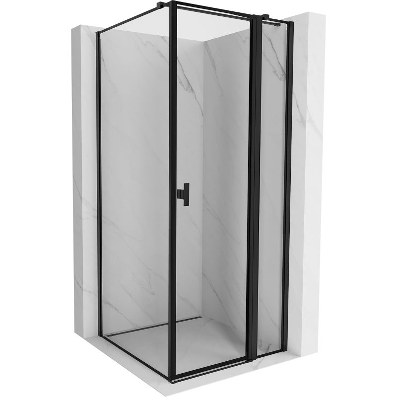 Mexen Mist T cabine de douche pivotante droite 95 x 95 cm, cadre noir, noir - 8A4T-095-095-70-70-P