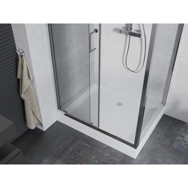 Mexen Apia cabine de douche coulissante 120 x 90 cm, transparent, chrome + bac à douche Rio - 840-120-090-01-00-4510