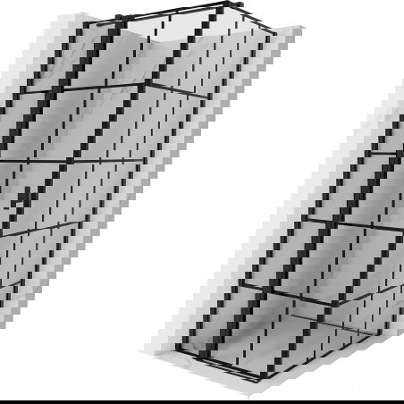 Mexen Mist T cabine de douche battante gauche 70 x 70 cm, grille noire, noir - 8A4T-070-070-70-77-L