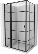 Mexen Mist T cabine de douche pivotante gauche 105 x 80 cm, grille noire, noir - 8A4T-105-080-70-77-L