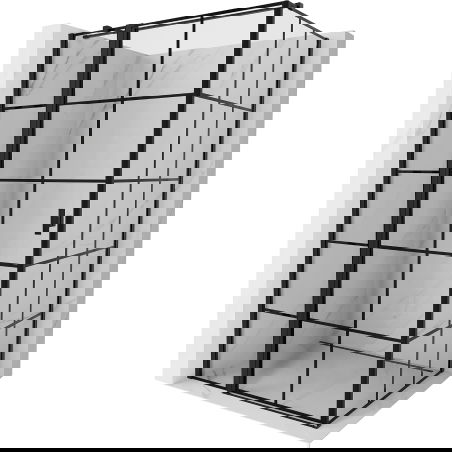 Mexen Mist T cabine de douche pivotante gauche 120 x 80 cm, grille noire, noir - 8A4T-120-080-70-77-L