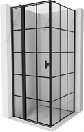 Mexen Mist T cabine de douche pivotante gauche 90 x 90 cm, grille noire, noir - 8A4T-090-090-70-77-L