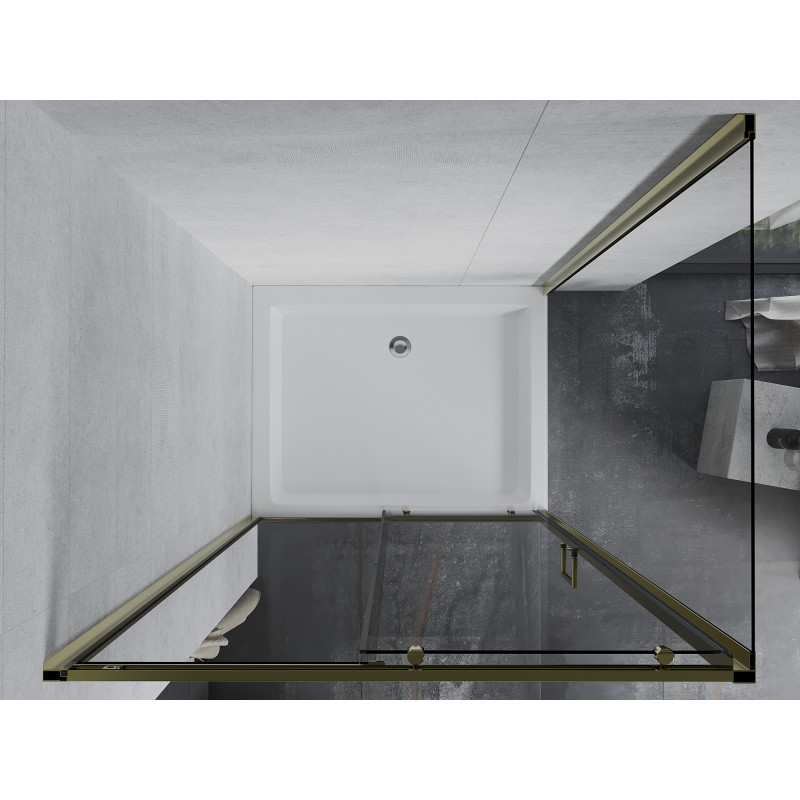 Mexen Apia cabine de douche coulissante 100 x 80 cm, transparente, dorée + receveur Rio - 840-100-080-50-00-4510