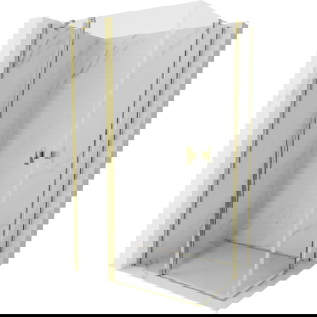 Mexen Mist Duo cabine de douche pivotante 90 x 70 cm, transparente, or - 8A4-090-070-50-00