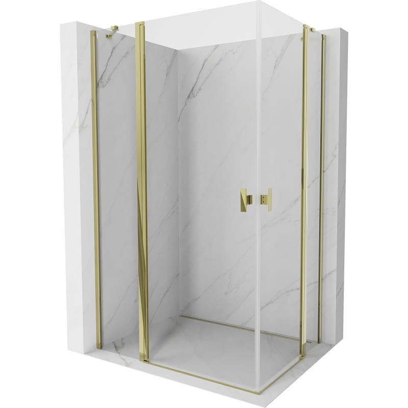 Mexen Mist Duo cabine de douche pivotante 120 x 100 cm, transparent, or - 8A4-120-100-50-00