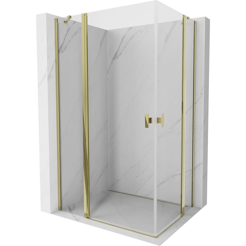 Mexen Mist Duo cabine de douche à charnière 110 x 105 cm, transparent, or - 8A4-110-105-50-00