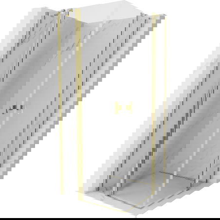 Mexen Mist Duo cabine de douche pivotante 120 x 120 cm, transparente, or - 8A4-120-120-50-00