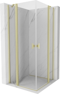 Mexen Mist Duo cabine de douche pivotante 75 x 75 cm, transparent, or brossé - 8A4-075-075-55-00