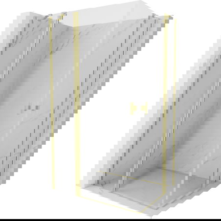 Mexen Mist Duo cabine de douche pivotante 90 x 80 cm, transparente, doré brossé - 8A4-090-080-55-00