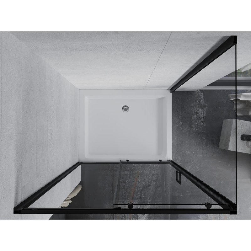 Mexen Apia cabine de douche coulissante 100 x 80 cm, transparente, noire + receveur Rio - 840-100-080-70-00-4510