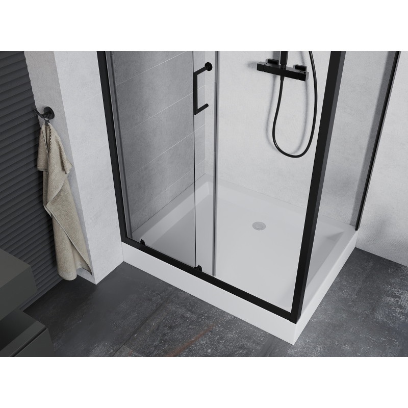 Mexen Apia cabine de douche coulissante 120 x 80 cm, transparente, noire + receveur Rio - 840-120-080-70-00-4510
