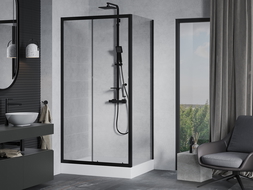 Mexen Apia cabine de douche coulissante 120 x 80 cm, transparent, noir + receveur Rio - 840-120-080-70-00-4510