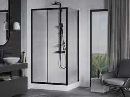 Mexen Apia cabine de douche coulissante 120 x 80 cm, transparente, noire + receveur Rio - 840-120-080-70-00-4510