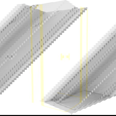 Mexen Mist Duo cabine de douche pivotante 95 x 95 cm, transparent, or brossé - 8A4-095-095-55-00