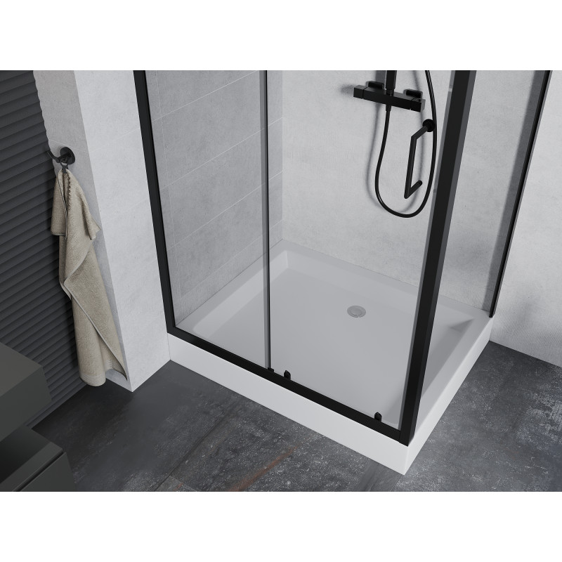Mexen Apia cabine de douche coulissante 120 x 80 cm, transparent, noir + receveur Rio - 840-120-080-70-00-4510