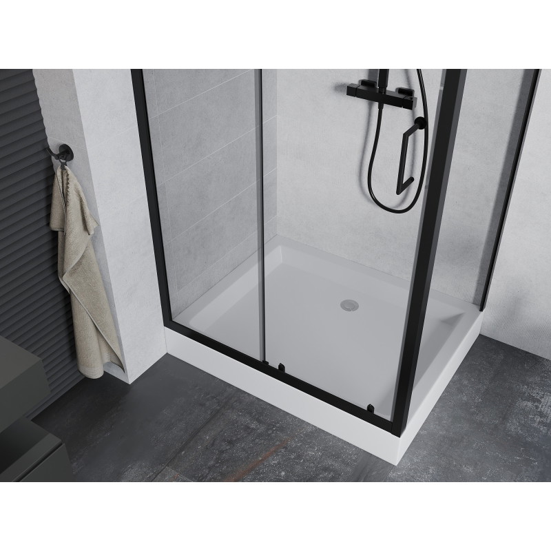 Mexen Apia cabine de douche coulissante 120 x 80 cm, transparente, noire + receveur Rio - 840-120-080-70-00-4510