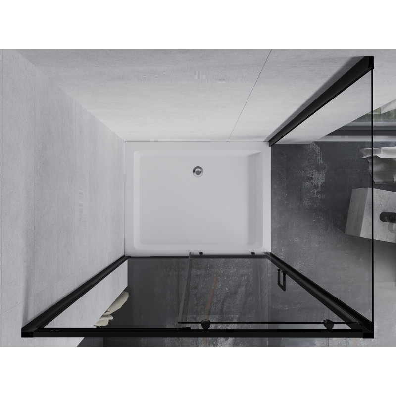 Mexen Apia cabine de douche coulissante 120 x 80 cm, transparente, noire + receveur Rio - 840-120-080-70-00-4510
