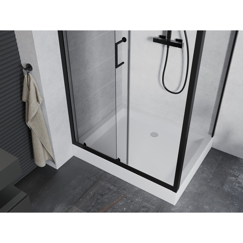 Mexen Apia cabine de douche coulissante 120 x 90 cm, transparente, noire + receveur Rio - 840-120-090-70-00-4510