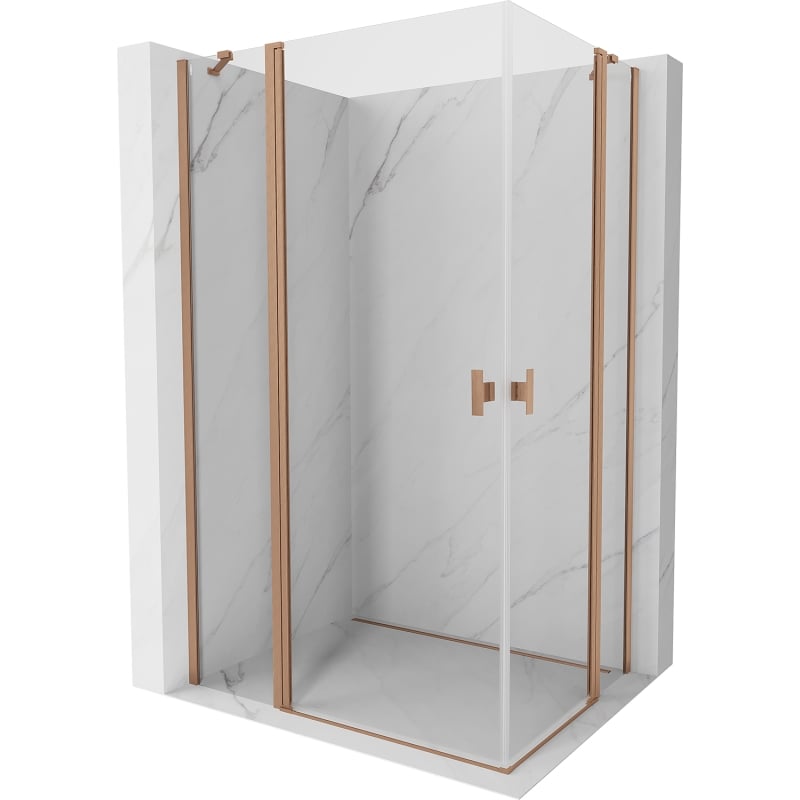 Mexen Mist Duo cabine de douche pliante 105 x 70 cm, transparent, cuivre brossé - 8A4-105-070-65-00