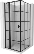 Mexen Mist T cabine de douche pivotante gauche 100 x 100 cm, grille noire, noir - 8A4T-100-100-70-77-L