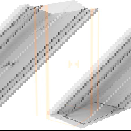 Mexen Mist Duo cabine de douche à pivot 85 x 85 cm, transparent, cuivre brossé - 8A4-085-085-65-00