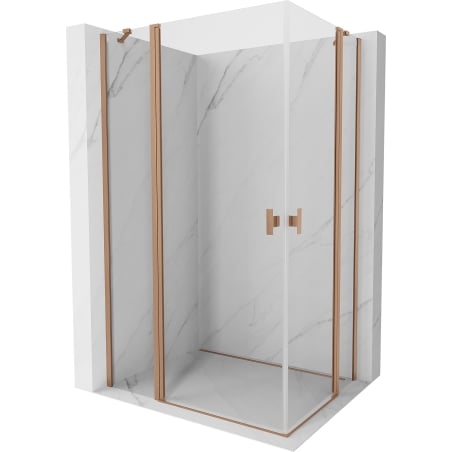 Mexen Mist Duo cabine de douche battante 100 x 90 cm, transparent, cuivre brossé - 8A4-100-090-65-00