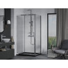 Mexen Apia cabine de douche coulissante 110 x 100 cm, transparent, chrome + receveur Flat, noir - 840-110-100-01-00-4070