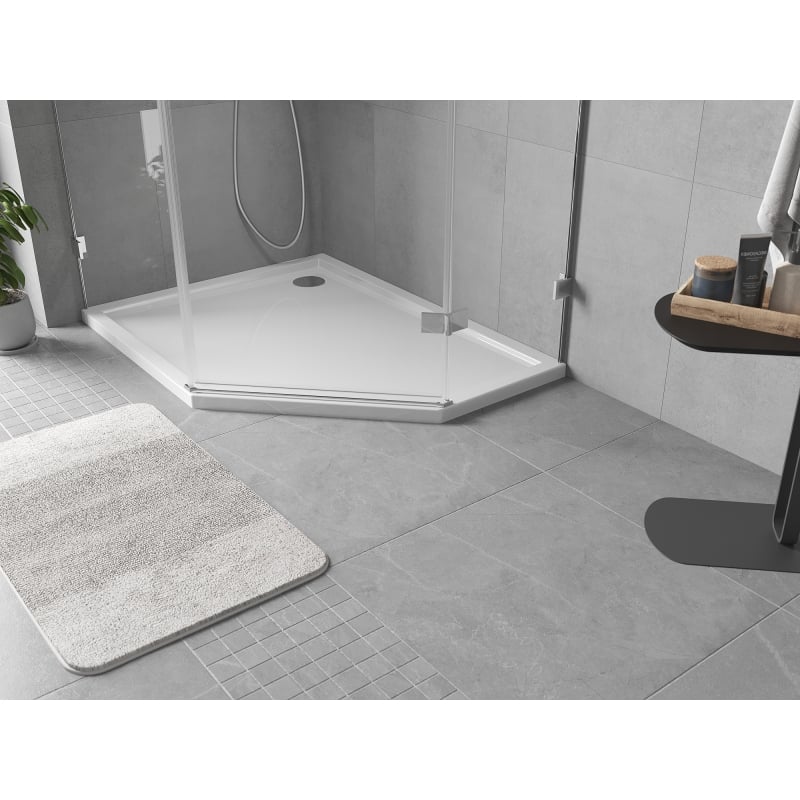 Mexen Flow receveur de douche pentagonal slim gauche 90 x 80 cm, blanc brillant - 46P108090L