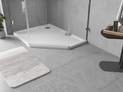 Bac à douche pentagonal slim gauche Mexen Flow 90 x 80 cm, blanc brillant - 46P108090L