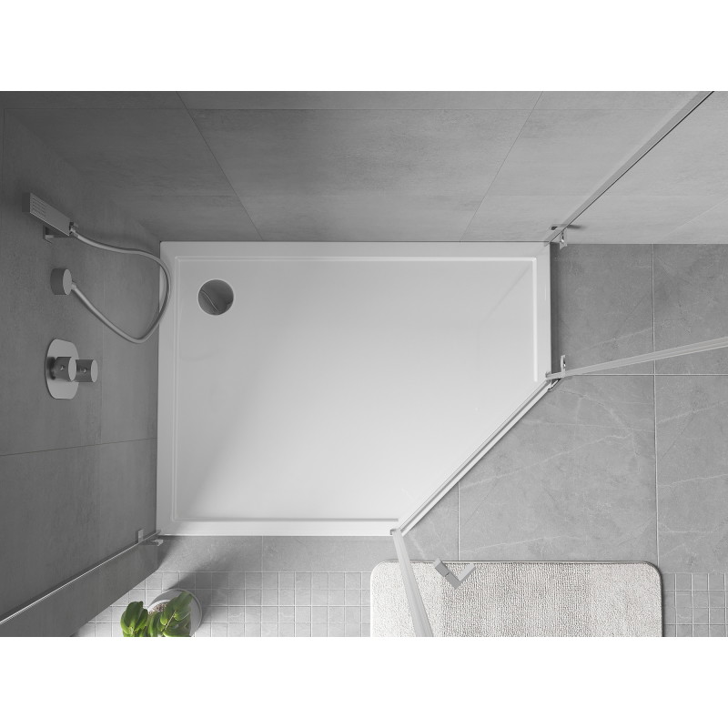 Mexen Flow receveur de douche pentagonal slim gauche 90 x 80 cm, blanc brillant - 46P108090L