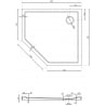 Bac de douche pentagonal Mexen Flow slim droit 90 x 80 cm, blanc brillant - 46P108090R