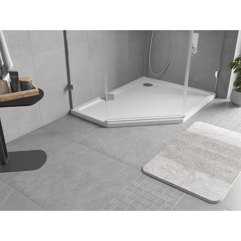 Mexen Flow receveur pentagonal slim droit 90 x 80 cm, blanc brillant - 46P108090R