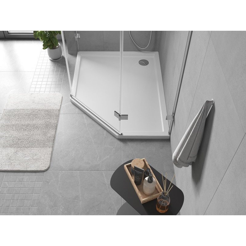 Mexen Flow receveur de douche pentagonal slim gauche 100 x 80 cm, blanc brillant - 46P108010L