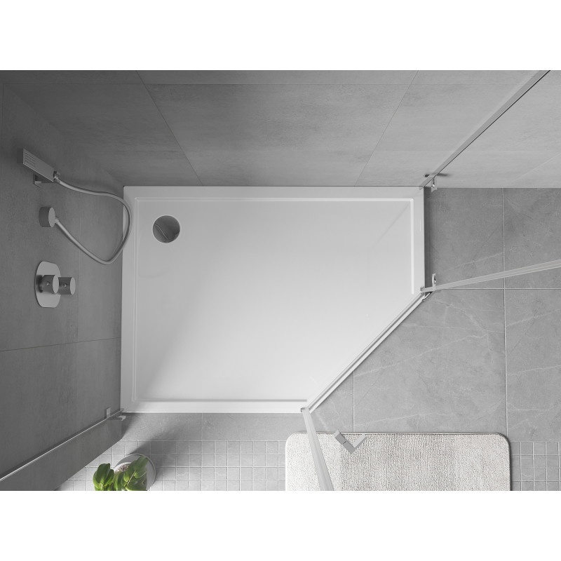 Mexen Flow receveur de douche pentagonal slim gauche 100 x 80 cm, blanc brillant - 46P108010L