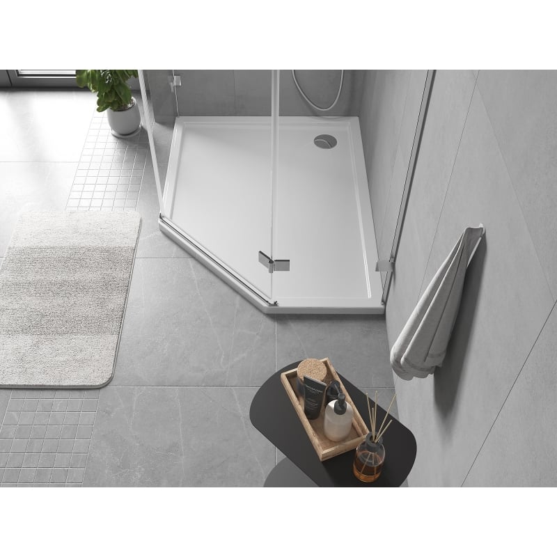 Mexen Flow receveur de douche pentagonal slim gauche 100 x 90 cm, blanc brillant - 46P109010L