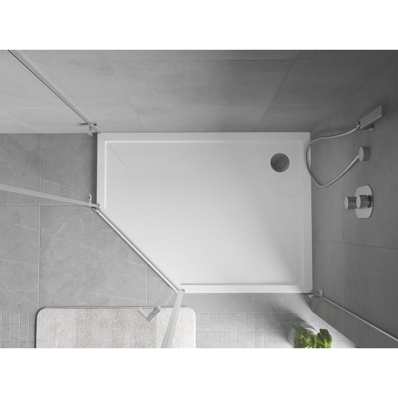 Mexen Flow bac à douche pentagonal slim droit 100 x 90 cm, blanc brillant - 46P109010R