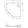 Mexen Flow receveur de douche pentagonal slim 80 x 80 cm, noir mat - 46P708080