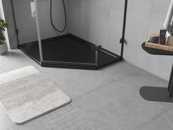 Mexen Flow receveur de douche pentagonal slim gauche 90 x 80 cm, noir mat - 46P708090L